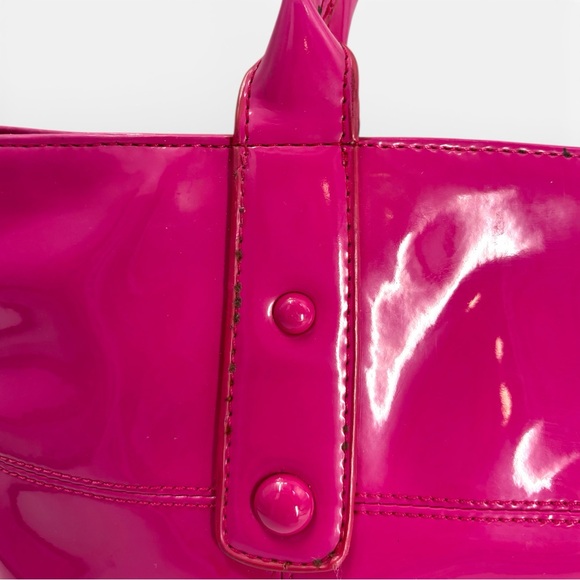 Style & Co Patent Pink Tote Bag Large Glossy Barbiecore Shoulder Bag - Picture 7 of 8